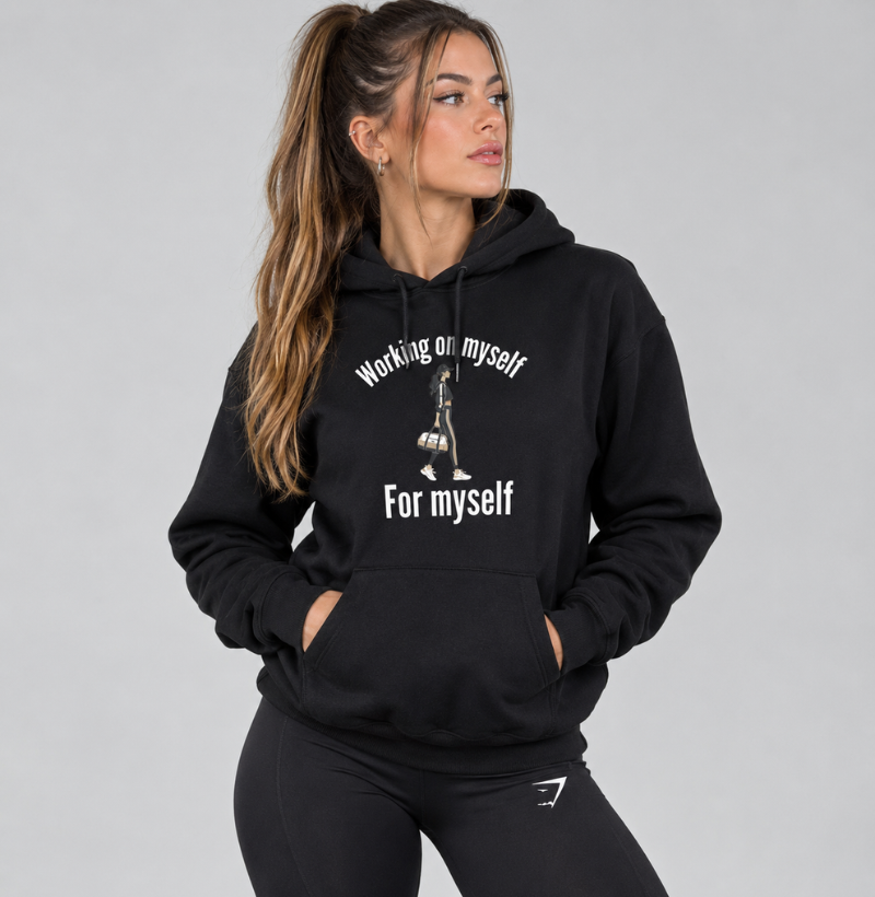 Hoodie Moletom Working on Myself, For Myself – TRN | Moletom Fitness com Capuz Premium - Imagem 4