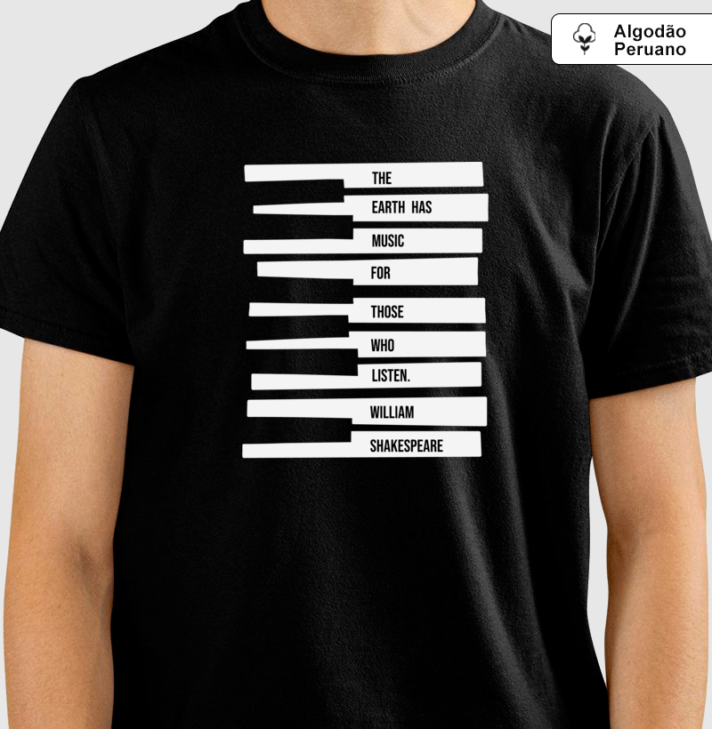 Camiseta Algodão Peruano Shakespeare "The Earth Has Music for Those Who Listen" - Imagem 2