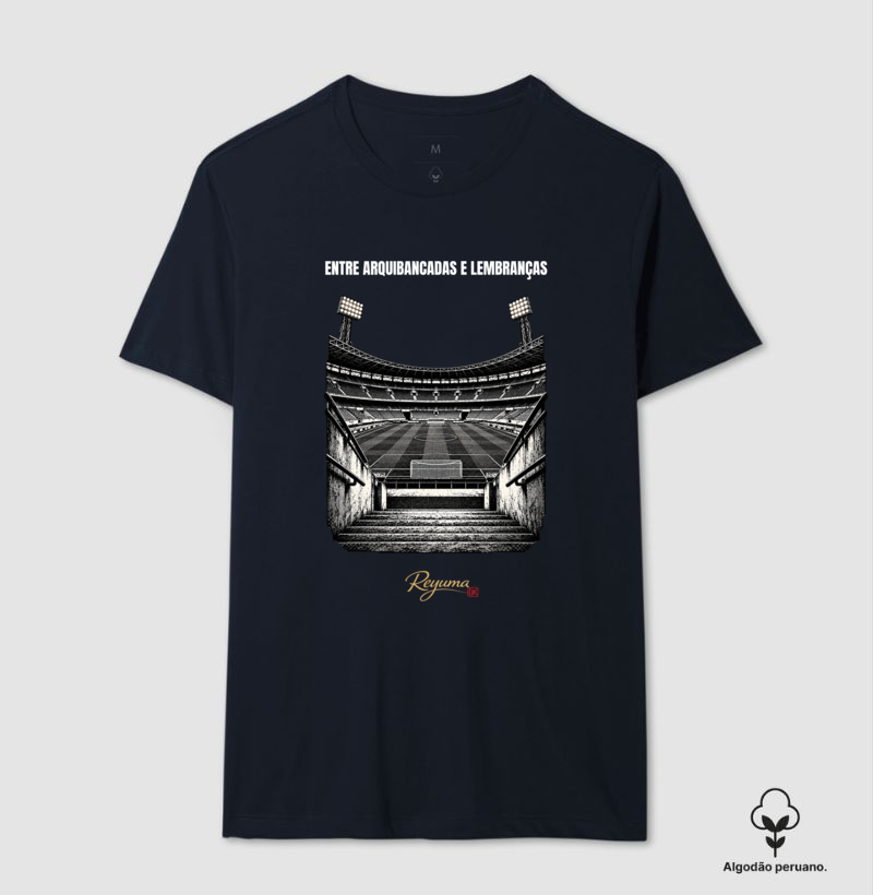 "Entre Arquibancadas e Lembranças" - Futebol - Camiseta Algodão Peruano Masculina, Feminina e Babylook - Imagem 4