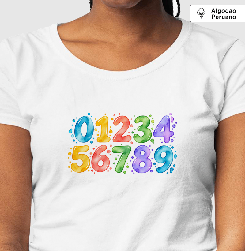 Camiseta Algodão Peruano Números em Cores - Imagem 2