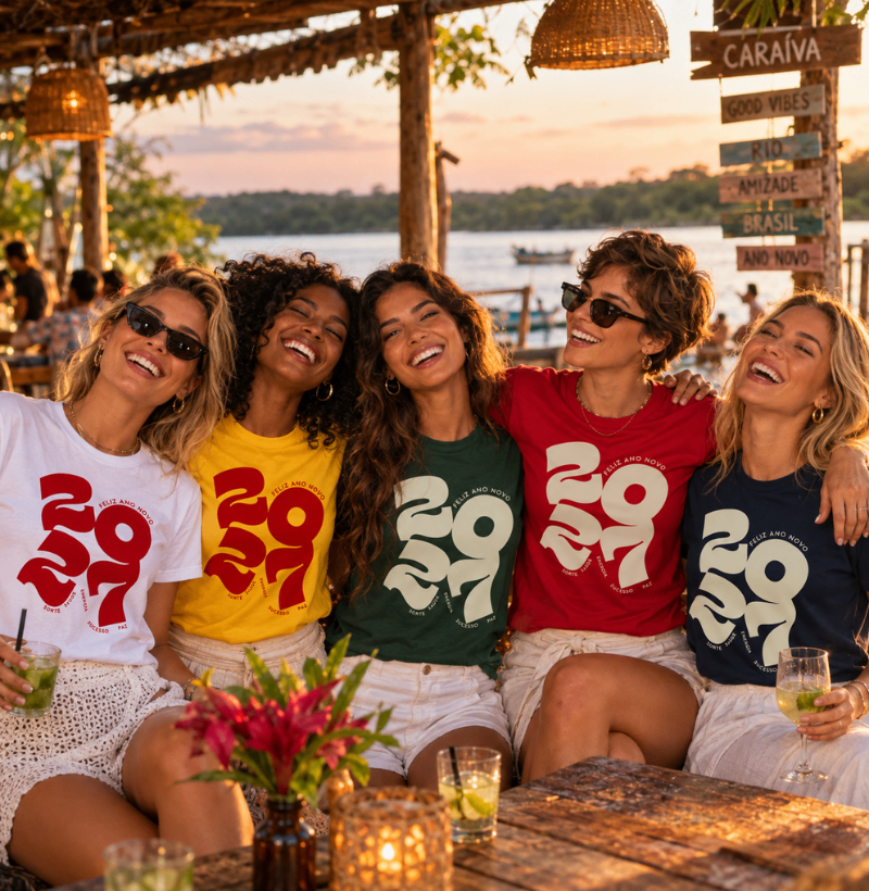 Camiseta 2027 Boas Energias – Feliz Ano Novo - Imagem 3