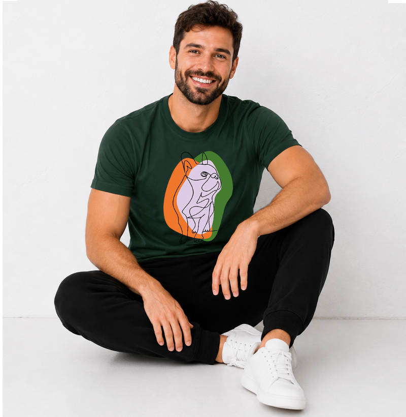 Bulldog de linhas com fundo laranja e verde - Imagem 2