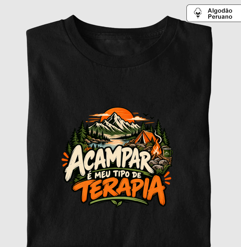 Camiseta Algodão Peruano | Acampar é Meu Tipo de Terapia - Imagem 3