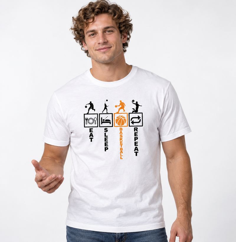 Camiseta de Basquete Eat Sleep Basketball Repeat - Imagem 3