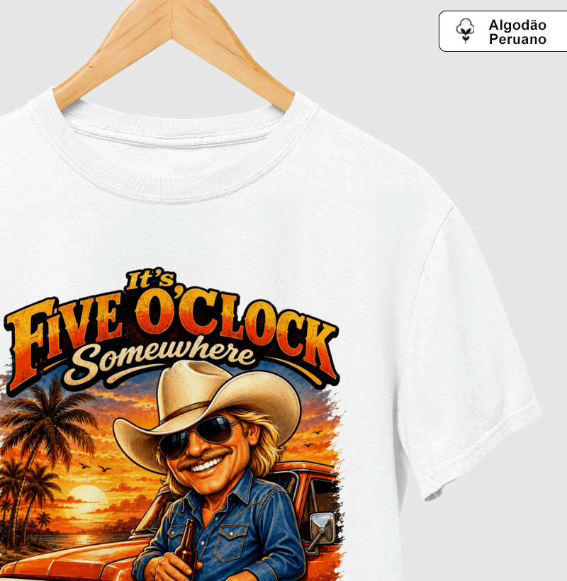 Camiseta Country Five O’Clock Somewhere Dustler South Co. Algodão Peruano Premium - Imagem 2
