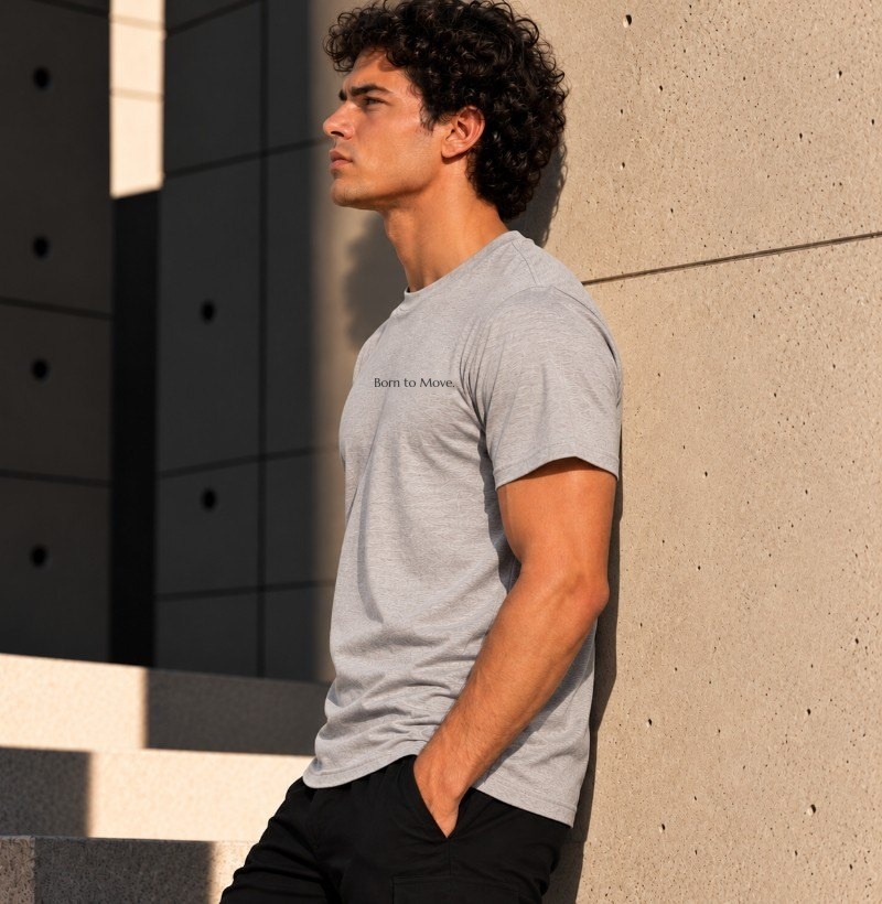 Camiseta Básica Masculina Cinza Mescla Born to Move TRM Timeless - Imagem 3