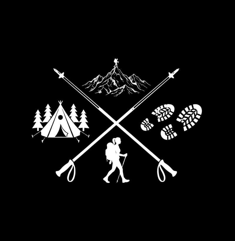 Camiseta Trilheira Montanha Acampamento | Bastoes Cruzados Hiking Feminino | Colecao Viciados em Viagem - Imagem 2