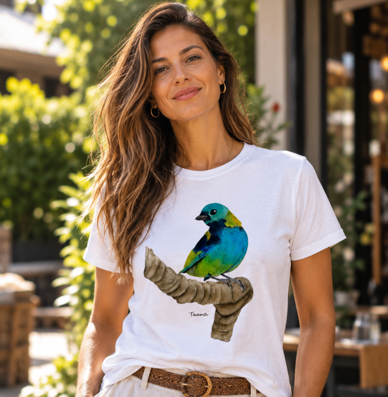 Camiseta Saíra-Sete-Cores – Aves do Brasil - Algodão Peruano - Imagem 3