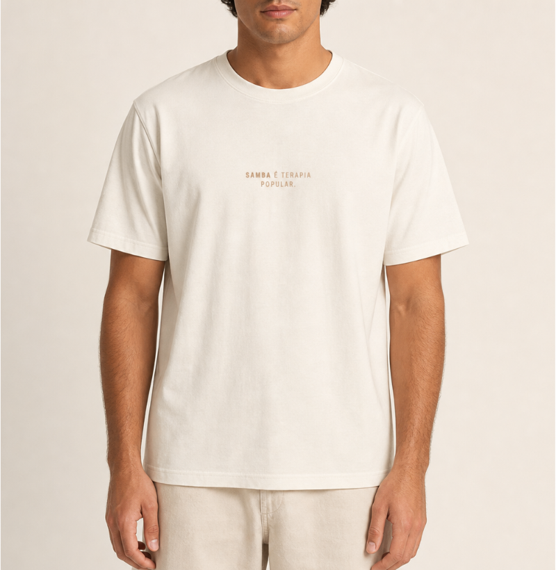 Camiseta Unissex em Algodão Estampa "Samba é Terapia Popular" – Versatilidade & Estética Minimalista - Imagem 2