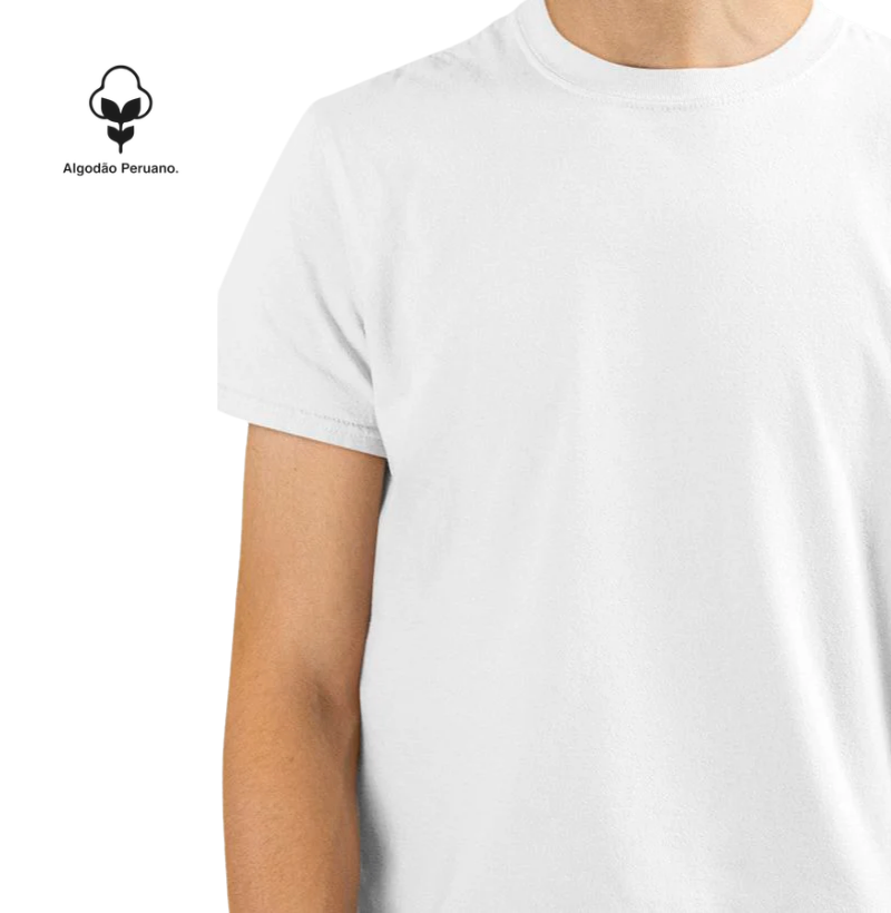 Camiseta lisa PREMIUM algodão peruano branca - CLÁSSICA  - Imagem 2