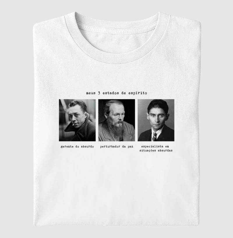 Camiseta Meus 3 Estados de Espírito | Camus, Kafka e Dostoiévski - Imagem 3