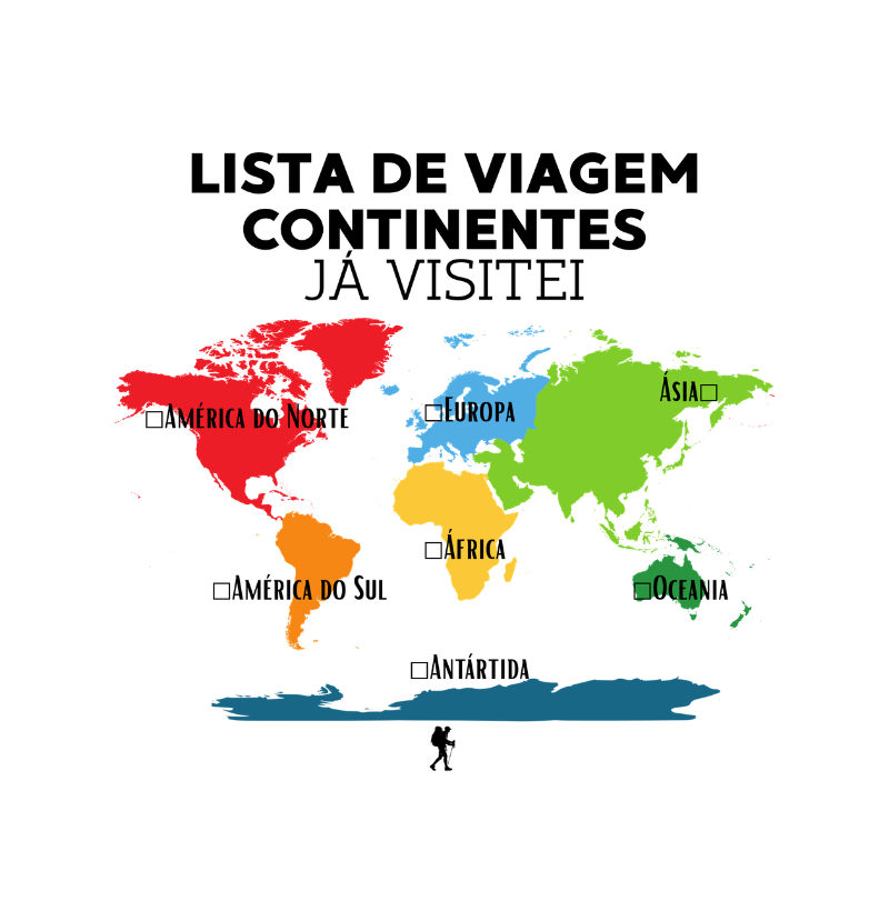 Camiseta Lista de Viagem Continentes Ja Visitei | Mapa Mundi Auto Personalizavel | Colecao Personalizaveis - Imagem 2