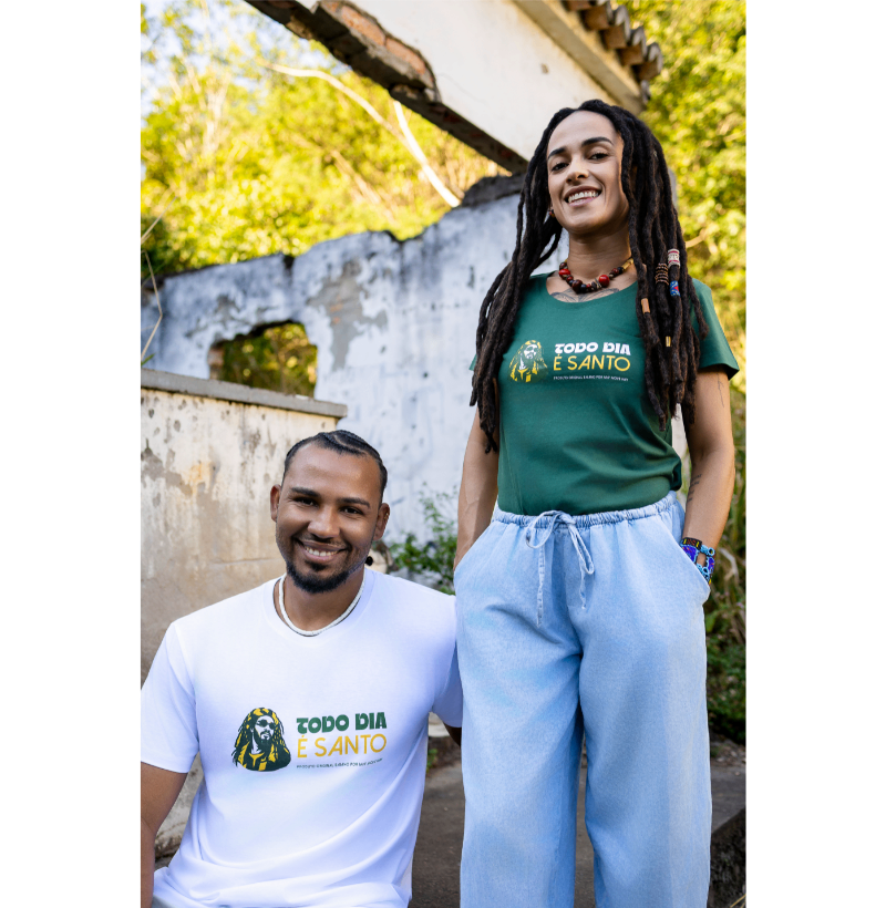 Camiseta Todo dia é santo! Coleção Reggae.  Masculino e feminino. Algodão Peruano - Imagem 4