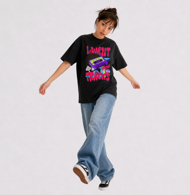I WANT YOUR TRACKS — Camiseta Oversized - Imagem 4