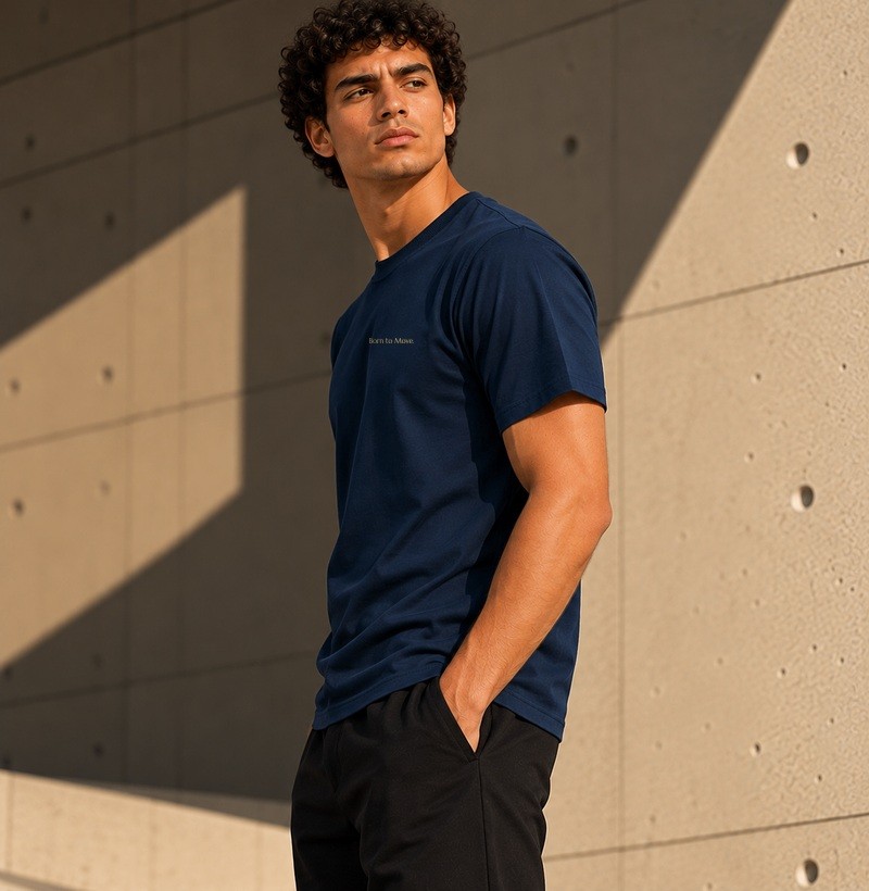 Camiseta Básica Masculina Azul Marinho Born to Move TRM Timeless - Imagem 2