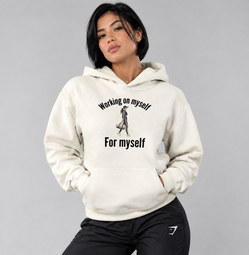 Hoodie Moletom Working on Myself, For Myself – TRN | Moletom Fitness com Capuz Premium - Imagem 3
