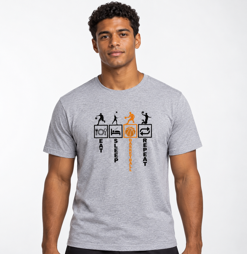 Camiseta de Basquete Eat Sleep Basketball Repeat - Imagem 4