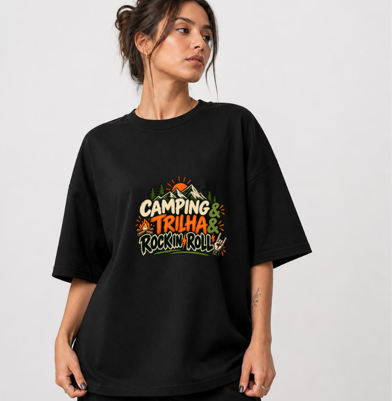 Camiseta Oversized | Unissex | Camping, Trilha, Rock in Roll - Imagem 3