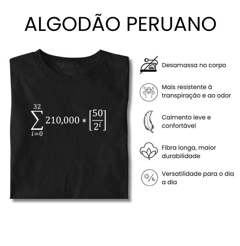 Camiseta Bitcoin Fórmula Algodão Peruano - Imagem 2