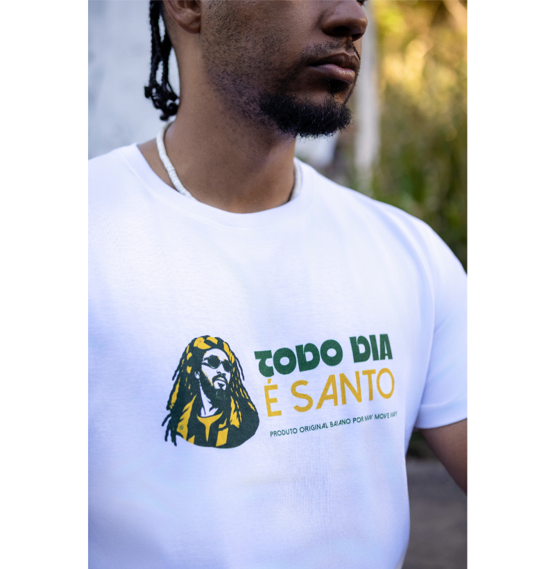 Camiseta Todo dia é santo! Coleção Reggae.  Masculino e feminino. Algodão Peruano - Imagem 3