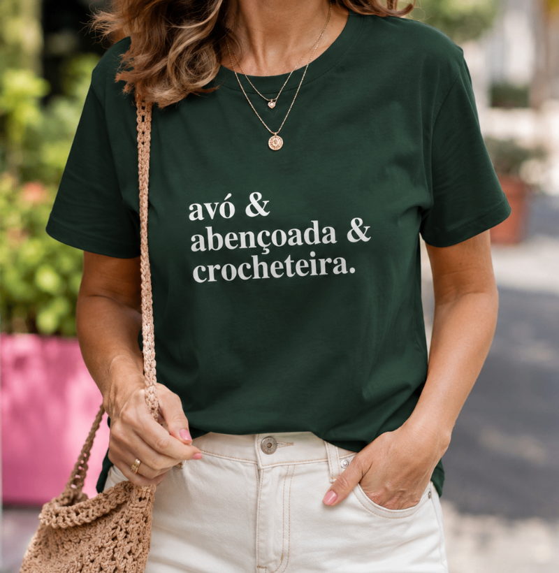 Camiseta Frase Avó, Abençoada e Crocheteira - Imagem 2