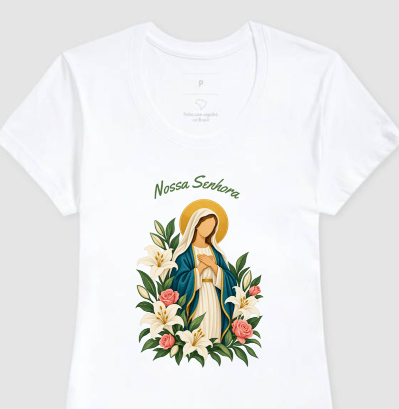 Camiseta Nossa Senhora — Flores de Fé - Imagem 2