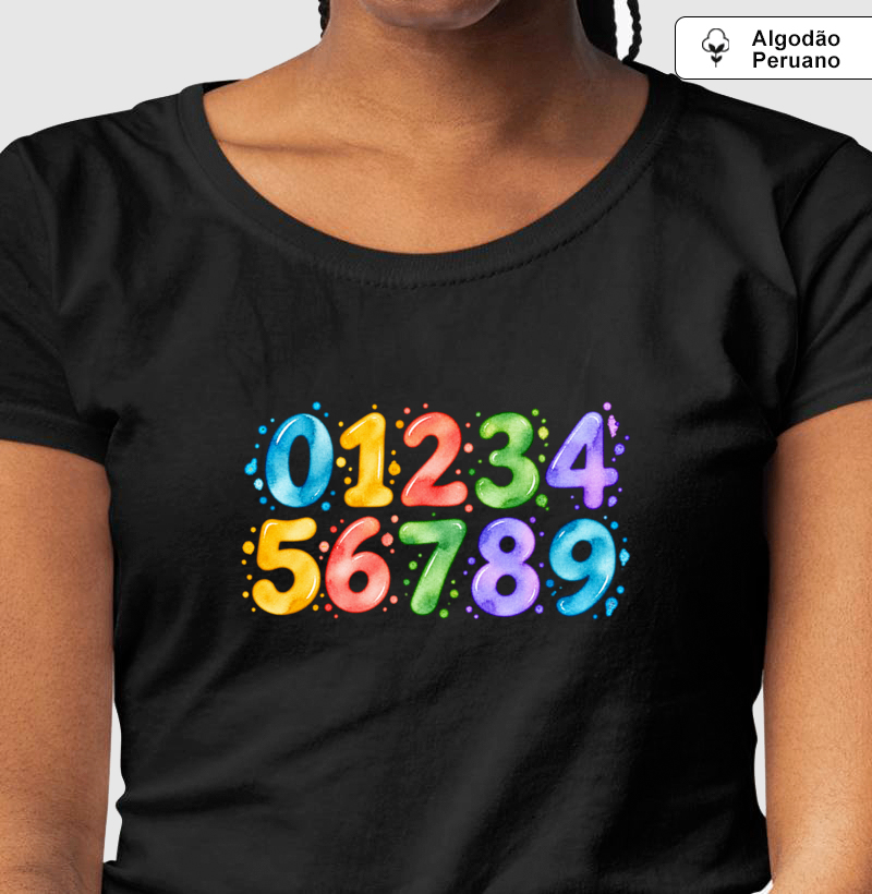 Camiseta Algodão Peruano Números em Cores - Imagem 4