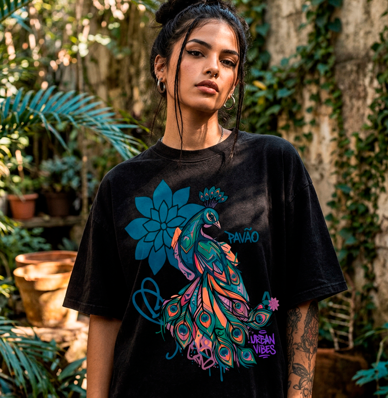 Camiseta Oversized Pavão | Origem Eterna — Aion Abstract - Imagem 3