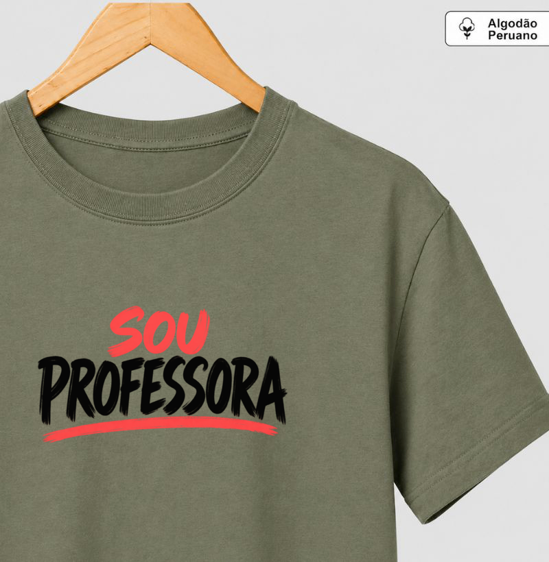 Camiseta Algodão Peruano Sou Professora - Letras Pretas - Imagem 4