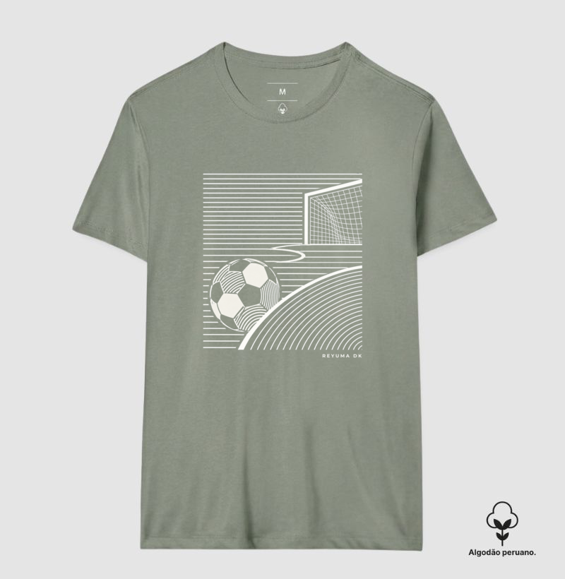 "Linha do Jogo" - Futebol - Camiseta Algodão Peruano Masculina, Feminina e Babylook - Imagem 3