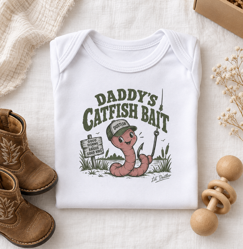 Body Bebê Unissex Daddy’s Catfish Bait – Lil’ Dustler Country Infantil - Imagem 2
