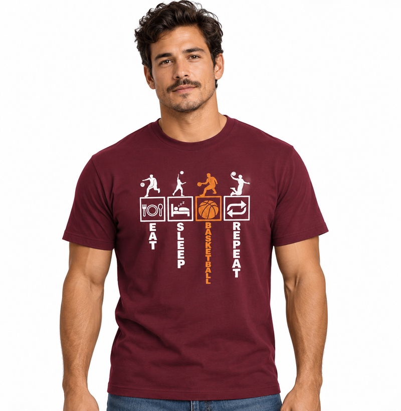 Camiseta de Basquete Eat Sleep Basketball Repeat - Imagem 2