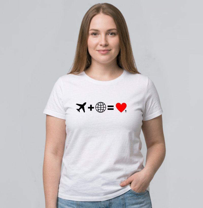 Camiseta Aviao Mais Mundo Igual Amor | Equacao Viagem Minimalista | Colecao Viciados em Viagem - Imagem 4