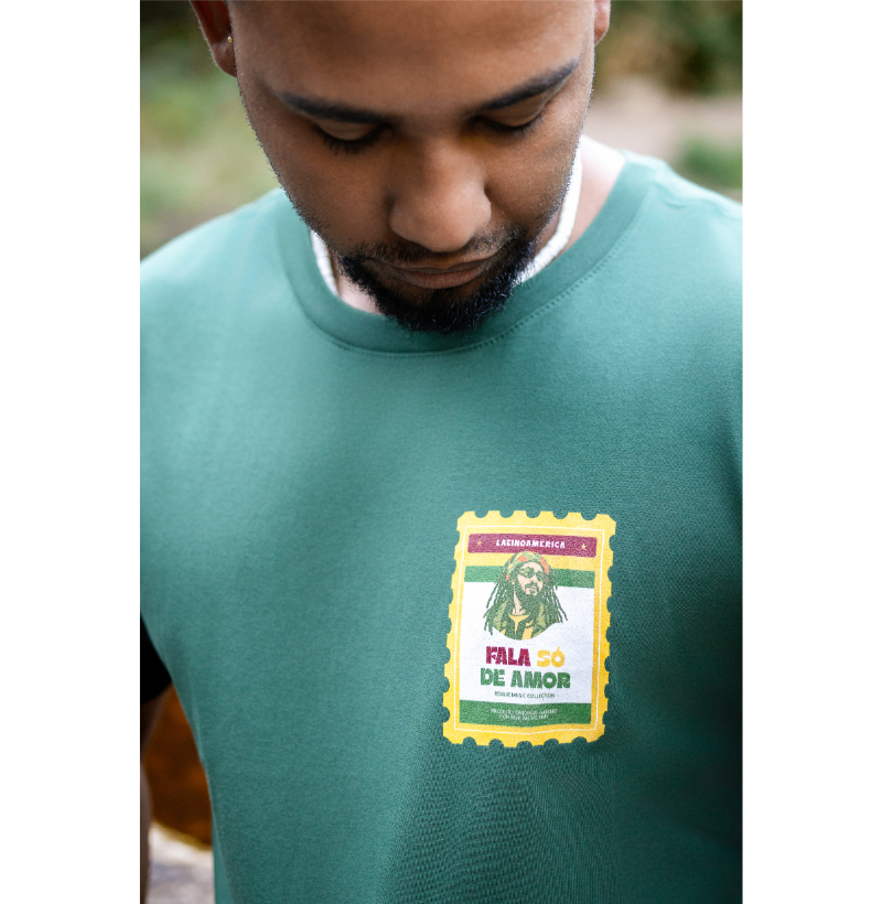 Camiseta Selo Fala só de amor. Coleção Reggae.  Masculino e feminino. Algodão Premium. - Imagem 3