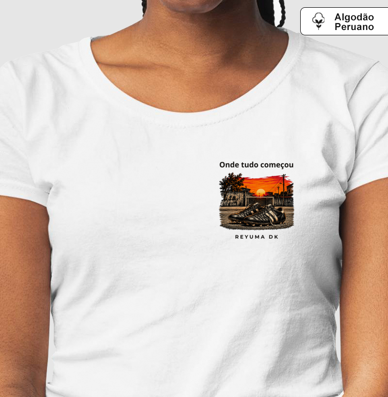 "Onde tudo começou" - Futebol - Camiseta Algodão Peruano Masculina, Feminina e Babylook - Imagem 2