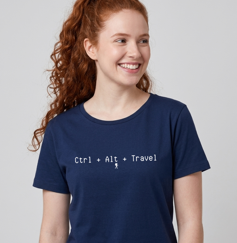 Camiseta Ctrl Alt Travel | Humor Geek Viagem Minimalista | Colecao Viciados em Viagem - Imagem 3