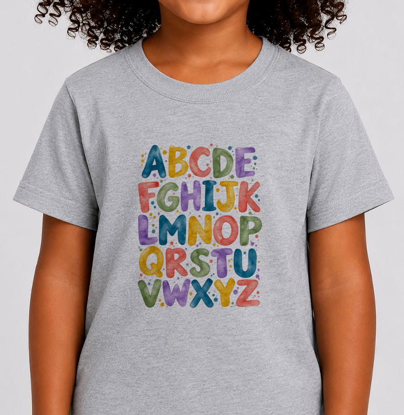 Camiseta Infantil Alfabeto em Cores - Imagem 2