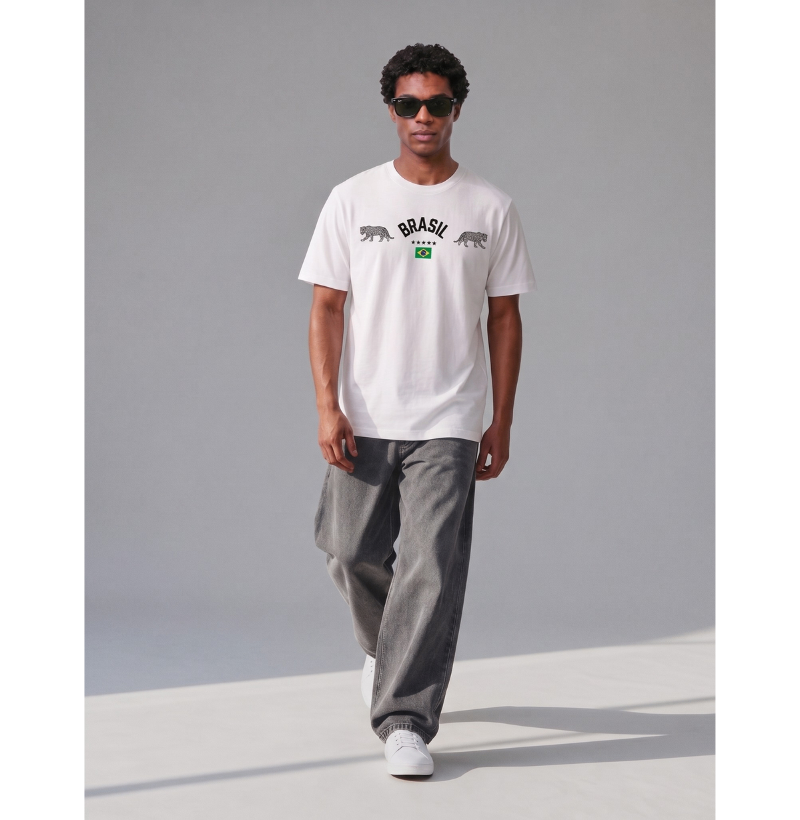 Camiseta Masculina Brasil Estrelas e Onças - Imagem 4