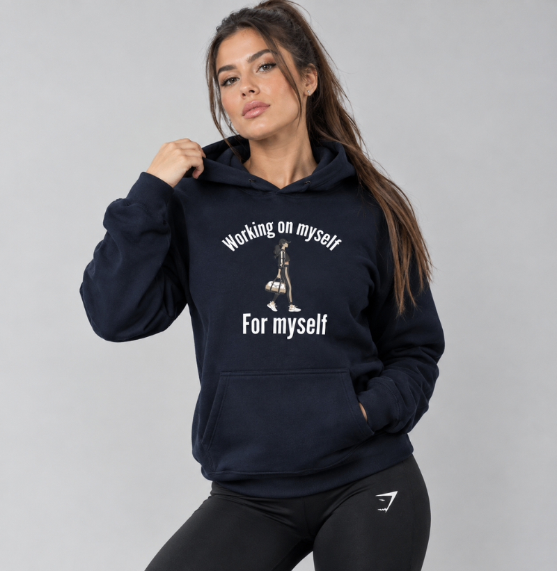 Hoodie Moletom Working on Myself, For Myself – TRN | Moletom Fitness com Capuz Premium - Imagem 2
