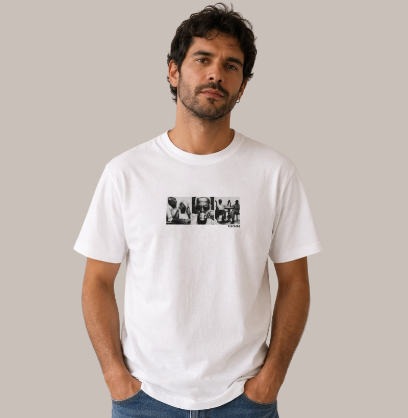 Camiseta Unissex de Algodão Cartola Estampada em Preto e Branco - Imagem 2