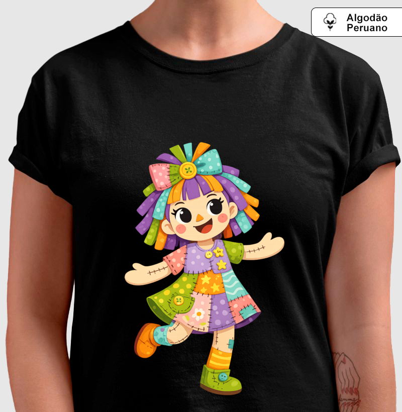 Camiseta Algodão Peruano Boneca de Pano - Azul - Imagem 2