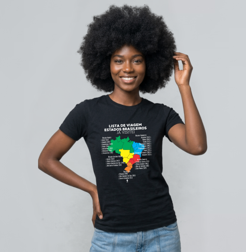 Camiseta Lista de Viagem Estados Brasileiros Ja Visitei | Mapa Brasil Auto Personalizavel | Colecao Personalizaveis - Imagem 3