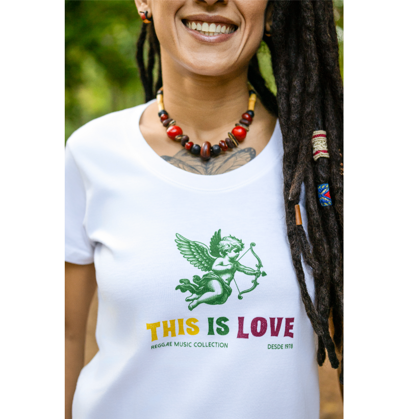 Camiseta This Is Love! Coleção Reggae.  Masculino e feminino. Algodão Peruano. - Imagem 3