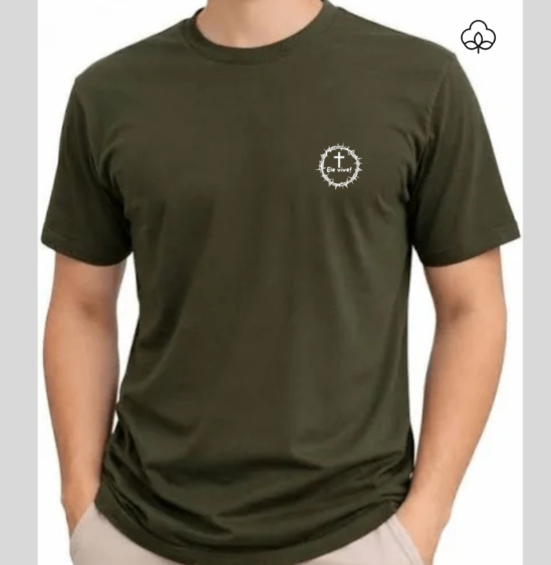 Camiseta algodão Peruano Ele Vive - Imagem 2
