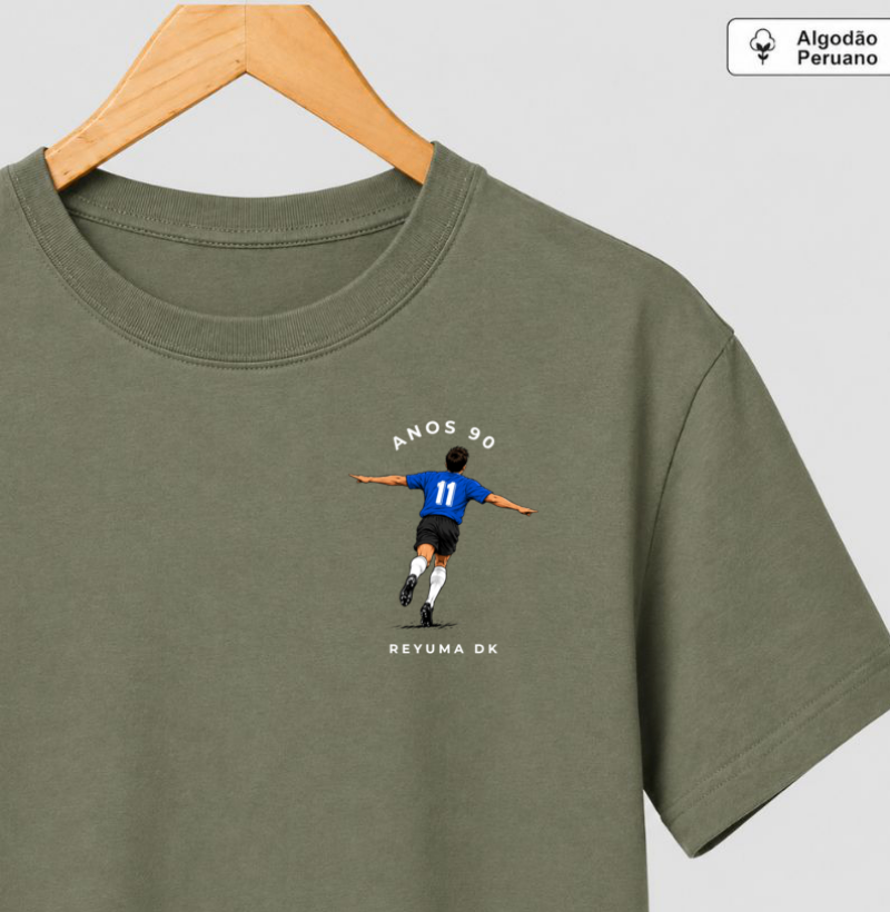 "Comemoração Aviãozinho" - Futebol - Camiseta Algodão Peruano Masculina - Imagem 2