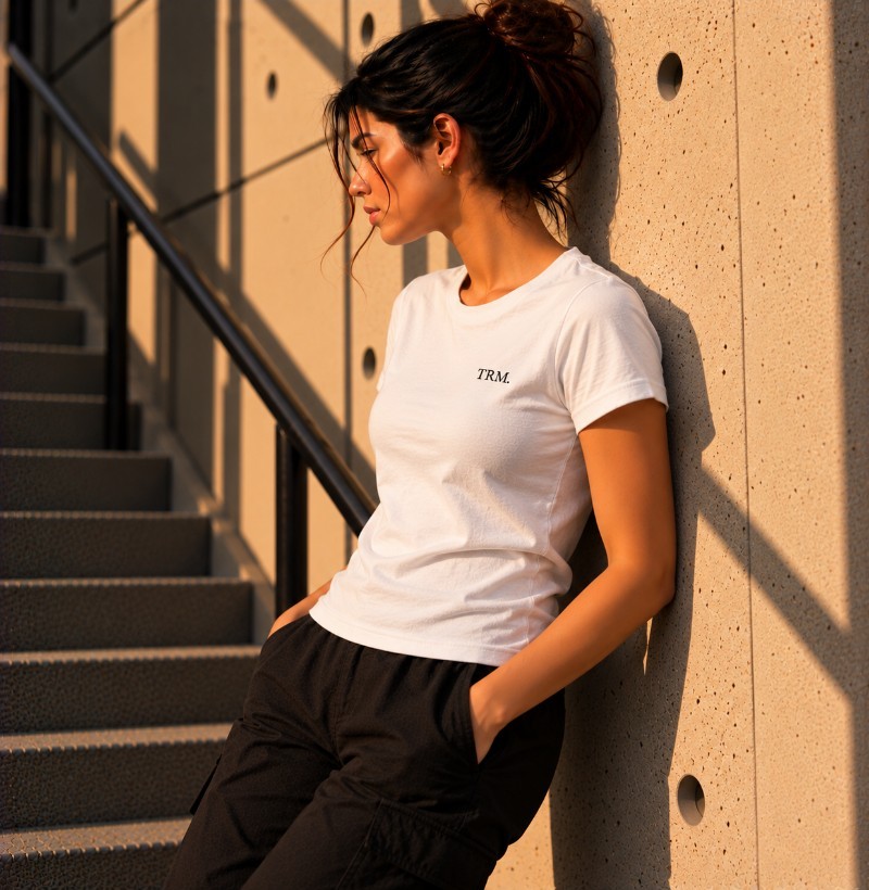 TRM Timeless Tee Feminina White Black Logo - Imagem 3