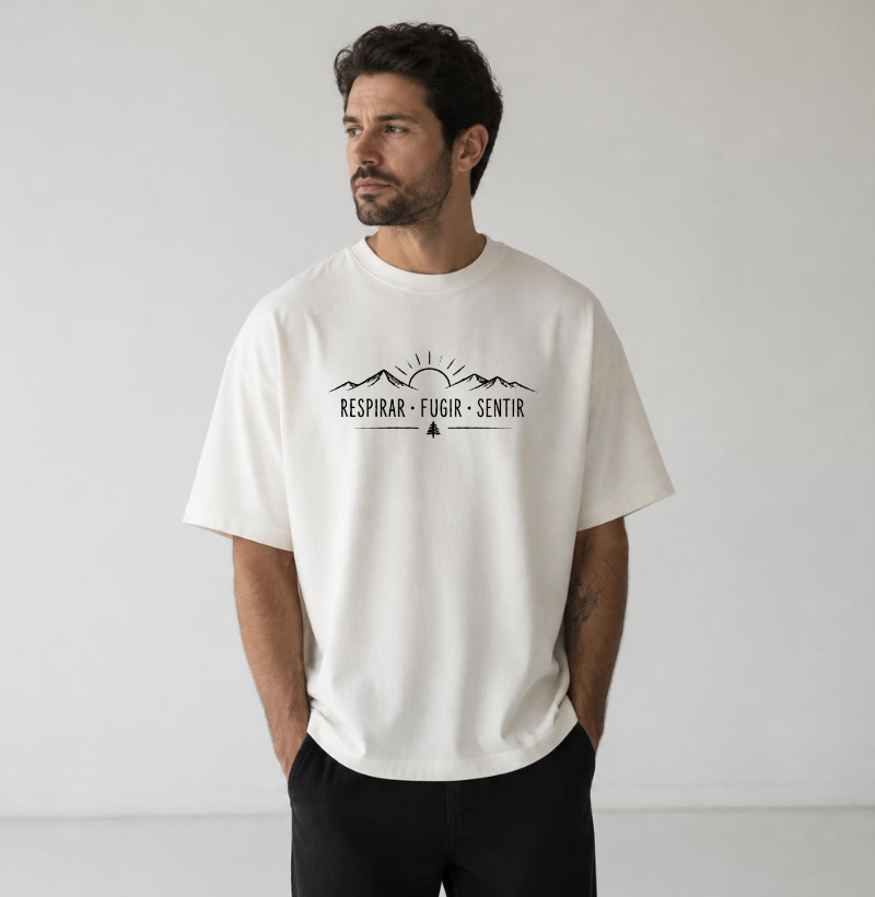 Camiseta Oversized |Unissex | Respirar, Fugir, Sentir - Imagem 2