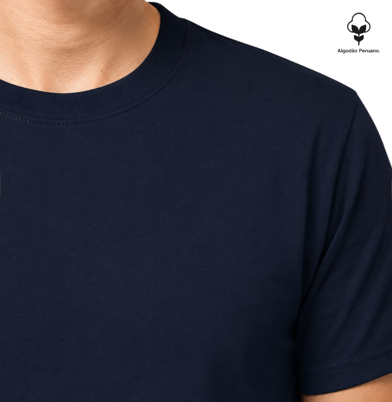 Camiseta lisa PREMIUM algodão peruano marinho - CLÁSSICA  - Imagem 2