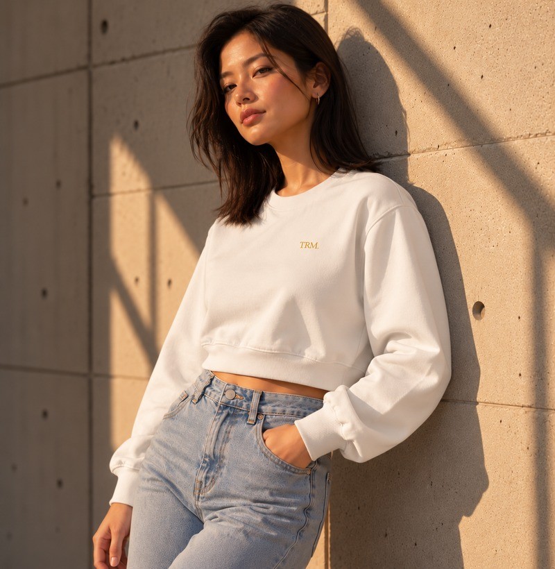 TRM Timeless Cropped Moletom Off White - Imagem 3