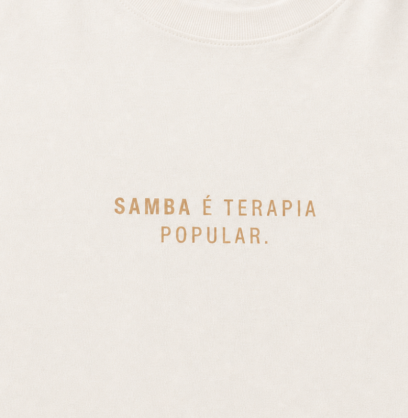 Camiseta Unissex em Algodão Estampa "Samba é Terapia Popular" – Versatilidade & Estética Minimalista - Imagem 3